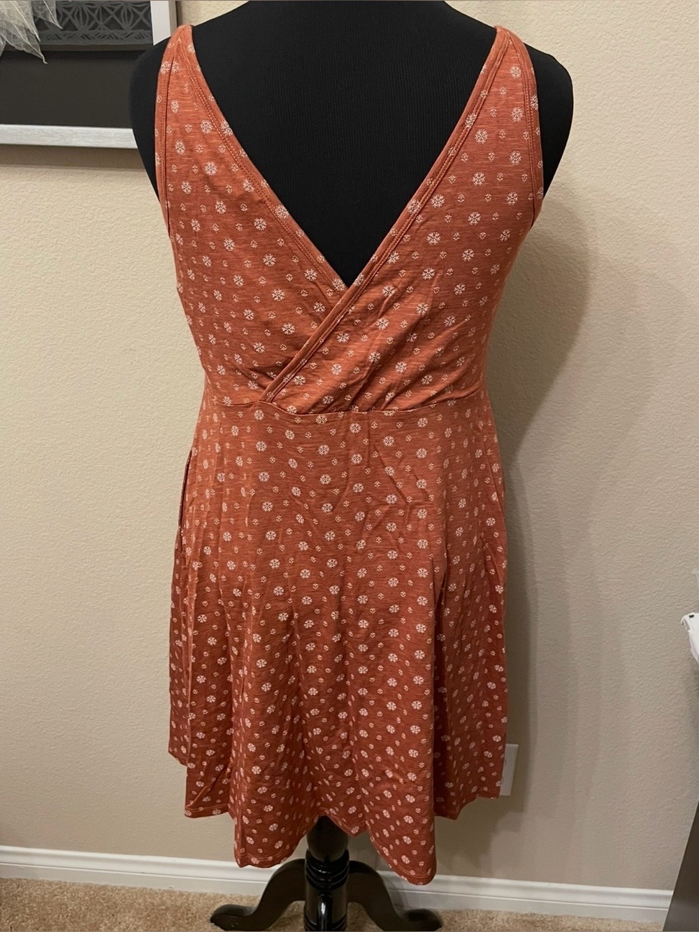 NWT! Toad&Co Samba Corfu Dress Sz XL Sleeveless Tank V Pockets Rust Pattern - Picture 3 of 8
